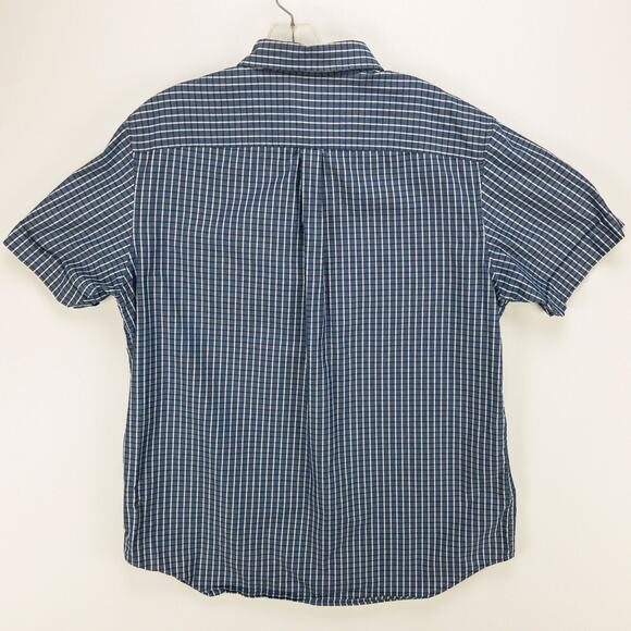 Banana Republic Short Sleeve Button-Up Shirts Men's Large 16 Lot of 2 Check Blue - Picture 11 of 15